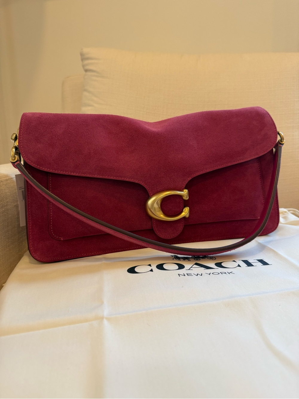 Coach Suede Tabby 36 in Dark Fuschia NWT!